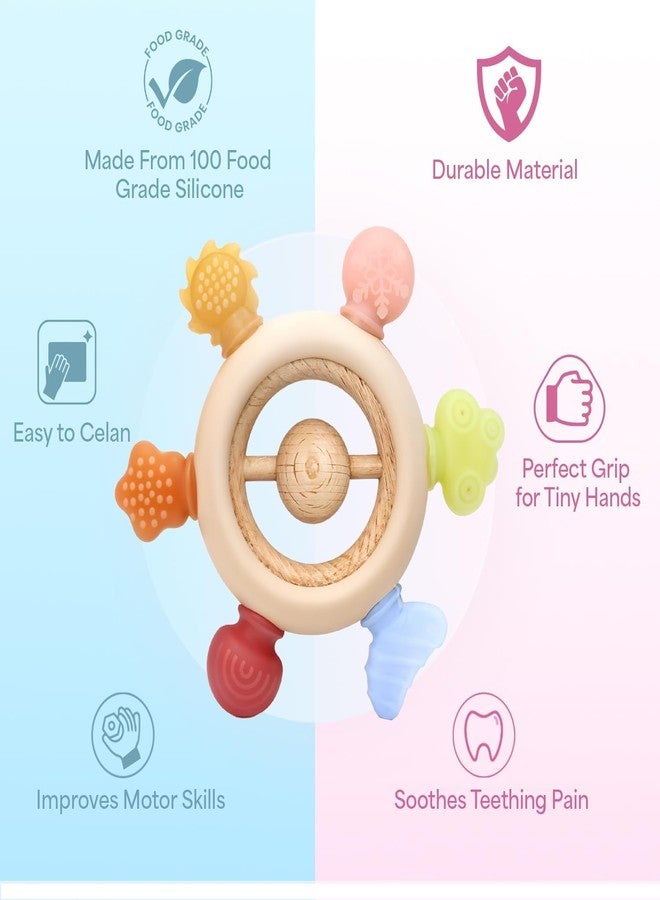 Mom's Aura Baby Teething Toys for 0-6 6-12 Months, BPA Free Baby Teether Sensory for Babies 0 3 6 9 12 18 Months, Newborn Infant Toys Gifts for 1 One Year Old Baby Boys Girls (Non Jelly Shapes) (Jelly Shapes Handle) - Image 3