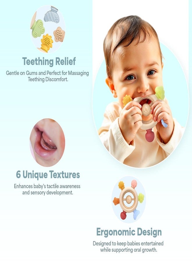 Mom's Aura Baby Teething Toys for 0-6 6-12 Months, BPA Free Baby Teether Sensory for Babies 0 3 6 9 12 18 Months, Newborn Infant Toys Gifts for 1 One Year Old Baby Boys Girls (Non Jelly Shapes) (Jelly Shapes Handle) - Image 4