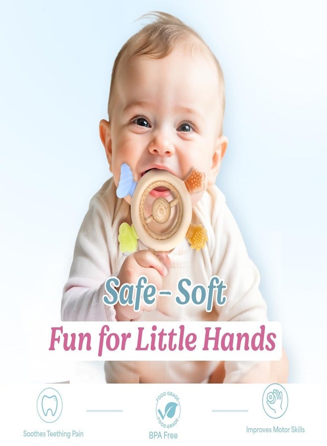 Mom's Aura Baby Teething Toys for 0-6 6-12 Months, BPA Free Baby Teether Sensory for Babies 0 3 6 9 12 18 Months, Newborn Infant Toys Gifts for 1 One Year Old Baby Boys Girls (Non Jelly Shapes) (Jelly Shapes Handle) - Image 2