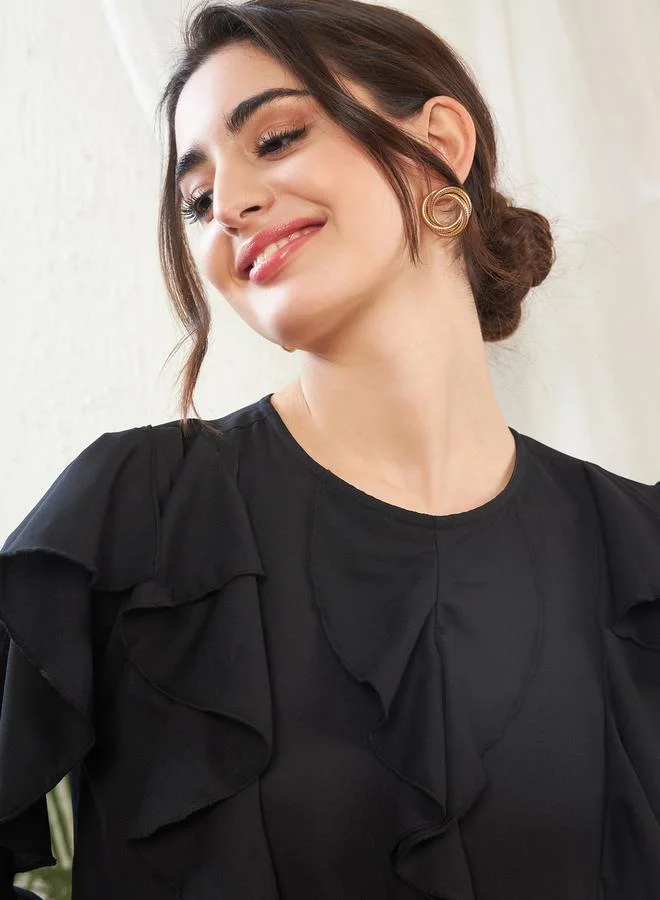 ساسافراس Ruffle Detail Top with Long Sleeves by Styli