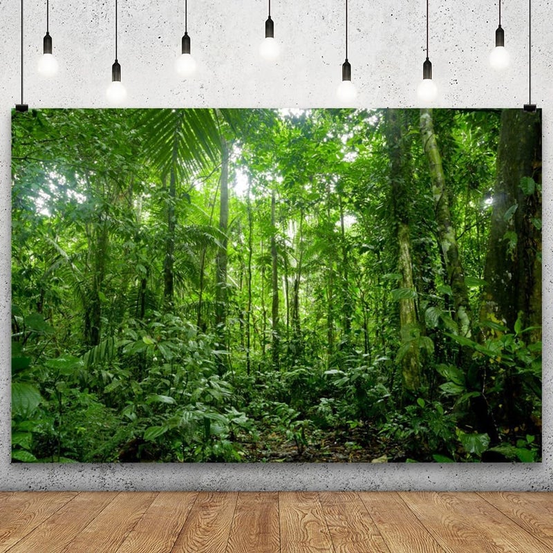 YongFoto YongFoto 5x3ft Jungle Forest Trees Backdrops for Photography Summer Woods Wonderland Trees Plant Spring Nature Landscape Photography Background Picnic Camping Girl Boy Scouts Adventure Photo Studio  - Image 2