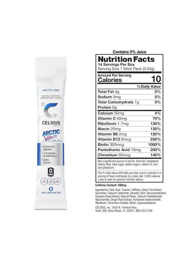 CELSIUS ® عصي مسحوق على الطريق أركتيك فايب، طاقة أساسية 2.5 أونصة (14 عصا لكل عبوة) - Image 3