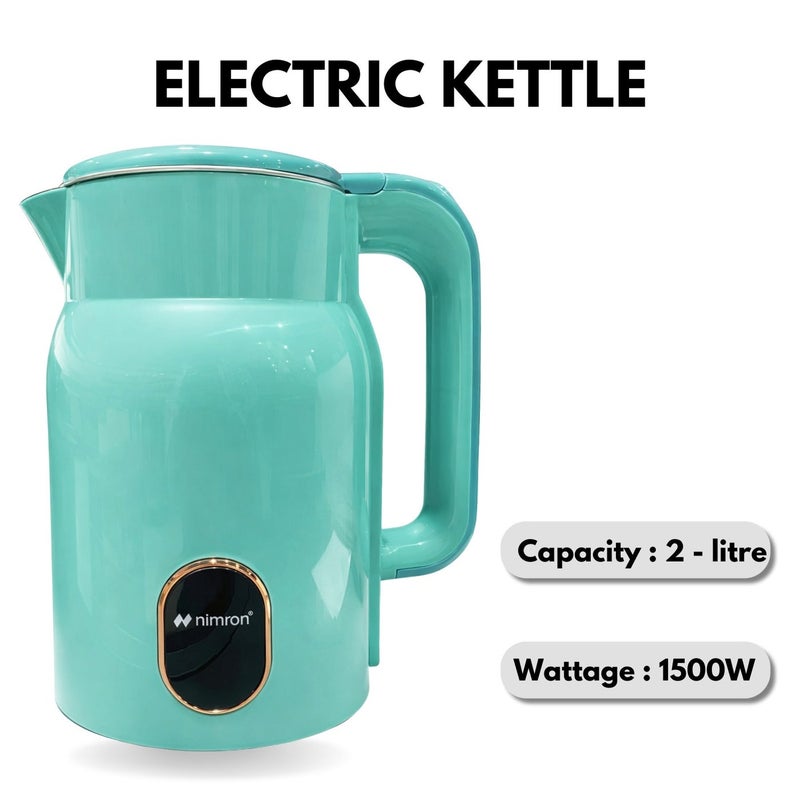 nimron 2.0 L Electric Kettle 1500 W Stainless Steel, Auto Shut‑Off & Dry‑Boil Protection, Cool‑Touch Handle, 2‑Year Warranty – Teal Blue - Image 4
