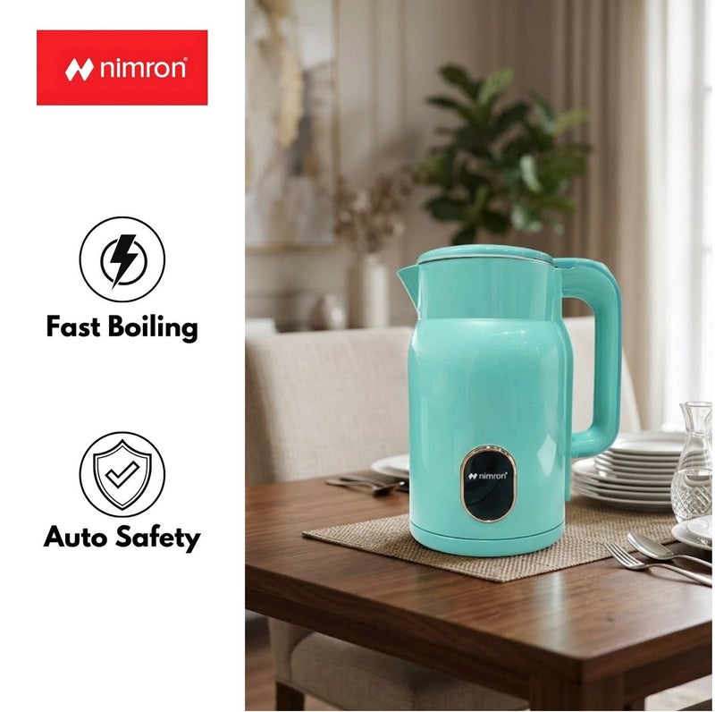 nimron 2.0 L Electric Kettle 1500 W Stainless Steel, Auto Shut‑Off & Dry‑Boil Protection, Cool‑Touch Handle, 2‑Year Warranty – Teal Blue - Image 2