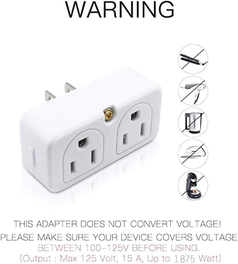 SYCON Adapter Outlet Extender, 2-Prong Mini Wall Plug, Multi Outlet Splitter with 4 Outlets - Image 5