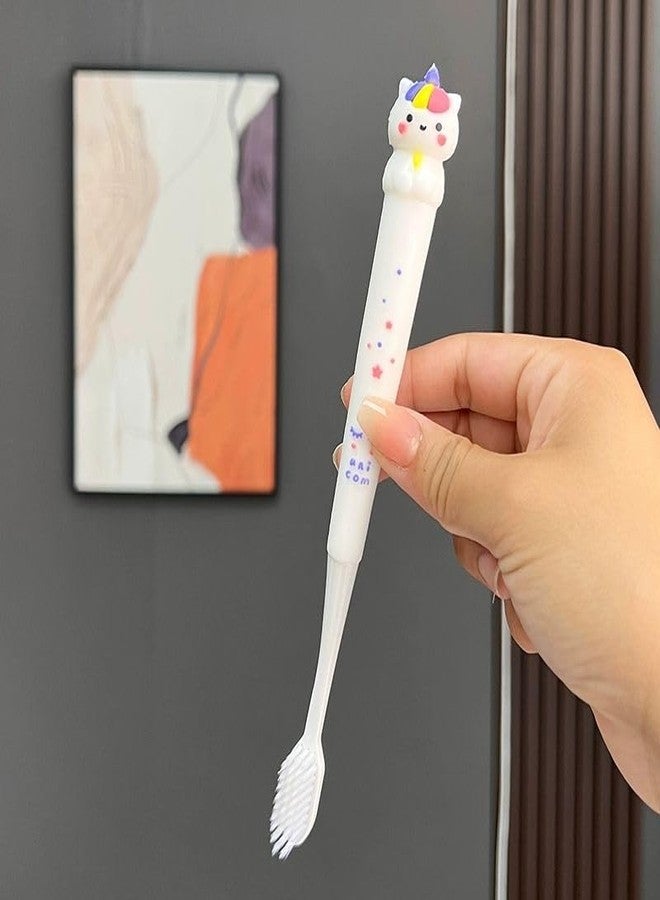 IndusBay® Pack of 2, Kids Toothbrush with Storage Case, Unicorn Design Soft Tooth Brush, Extra Microfiber Soft Bristles Toothbrush for 3-6 Years old Children, Girls, White - Image 3