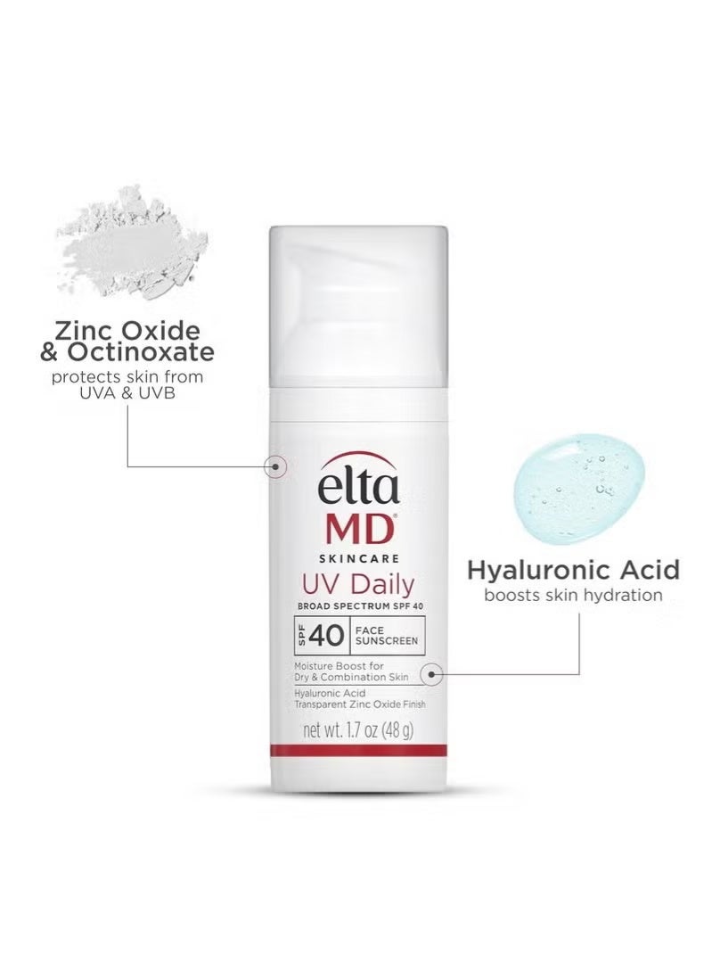 EltaMD UV Daily SPF 40 Face Sunscreen Moisturizer with Zinc Oxide, Daily Face Moisturizer with SPF, Sunscreen, 1.7 oz Pump - Image 2