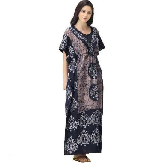 Ukal Combo Pack of 2 Women's Cotton Batik Printed Nighty Maxi Loungewear Kaftan Night Gown Dress Free Size (Color_5, Cotton) - Image 3
