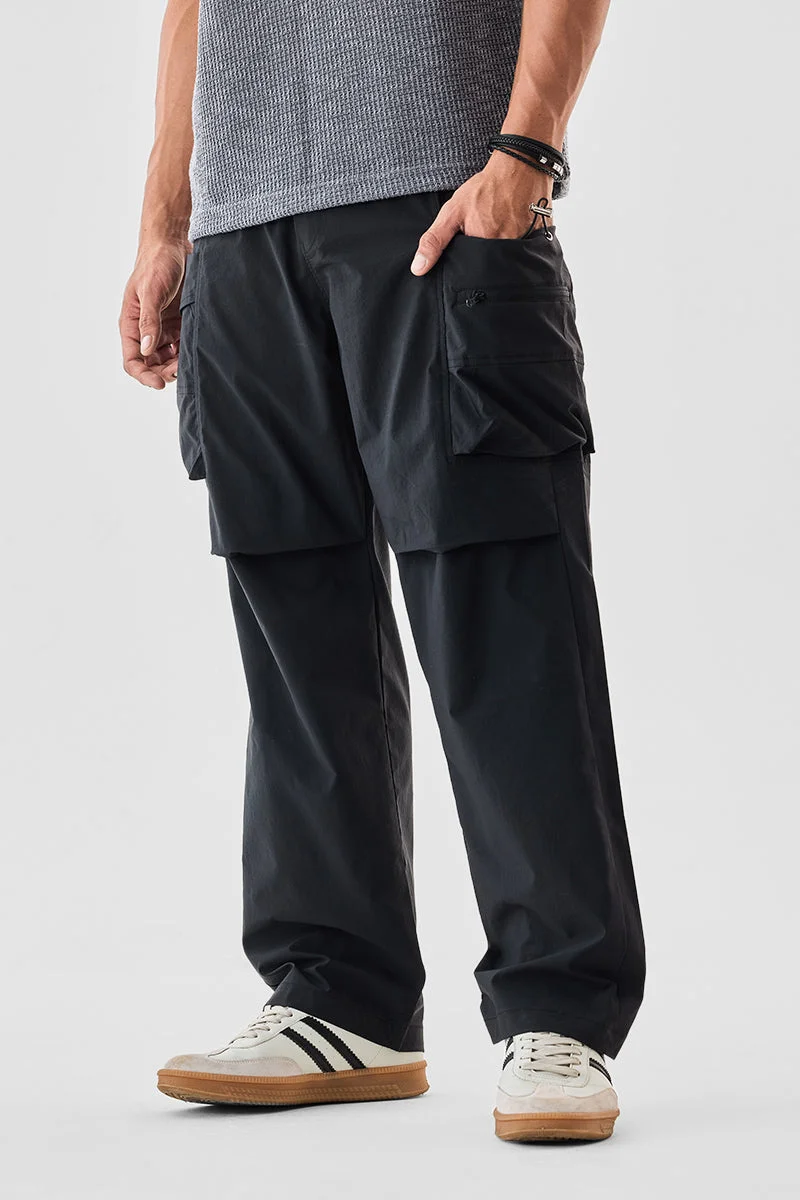 سنيتش Black Solid Regular Fit Streetwear Cargo