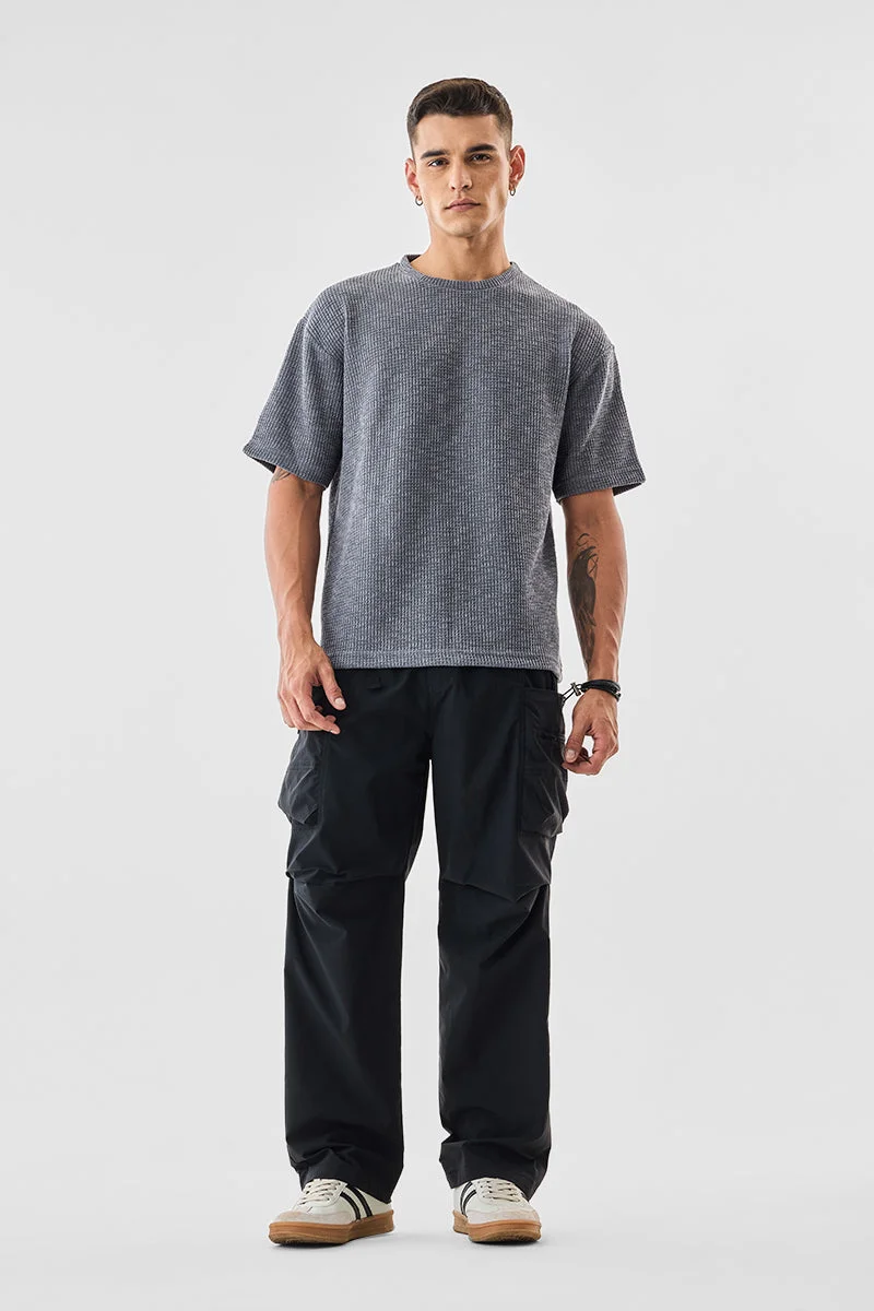 سنيتش Black Solid Regular Fit Streetwear Cargo