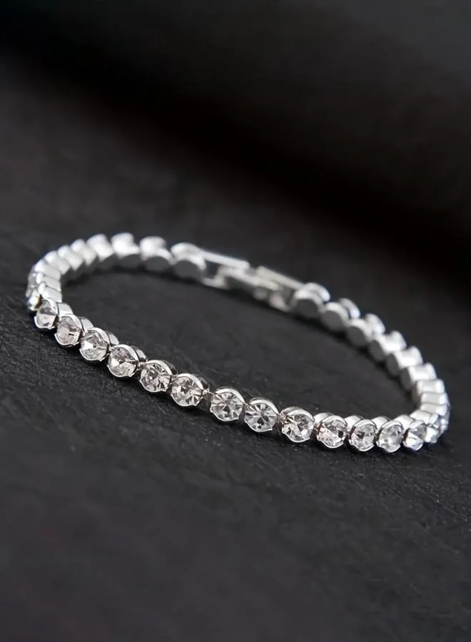 Take Two Embellished Sparkling Silver Crystal Bracelet