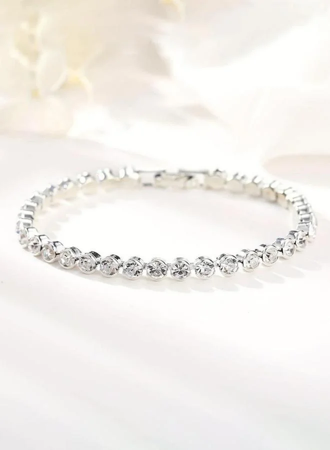 Take Two Embellished Sparkling Silver Crystal Bracelet