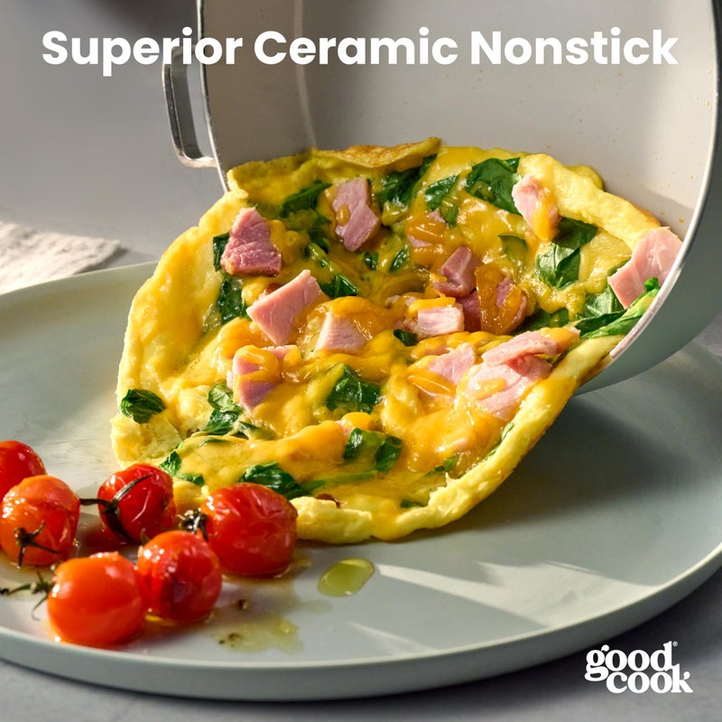 GoodCook Ceramic Cookware Set 5-Piece with Removable Handle, Induction Compatible, Nonstick and Oven Safe with 8-Inch Frypan, Sage Green - Image 4