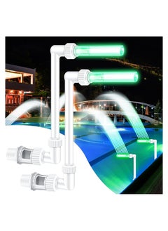 SYOSI 2 Pcs LED Light Swimming Pool Waterfall Fountain Above Ground Inground Pool Cooler Sprinkler Pond Aerator Pump Accessories Water Spa Spray Fountain for Backyard Garden Decor  - Image 1