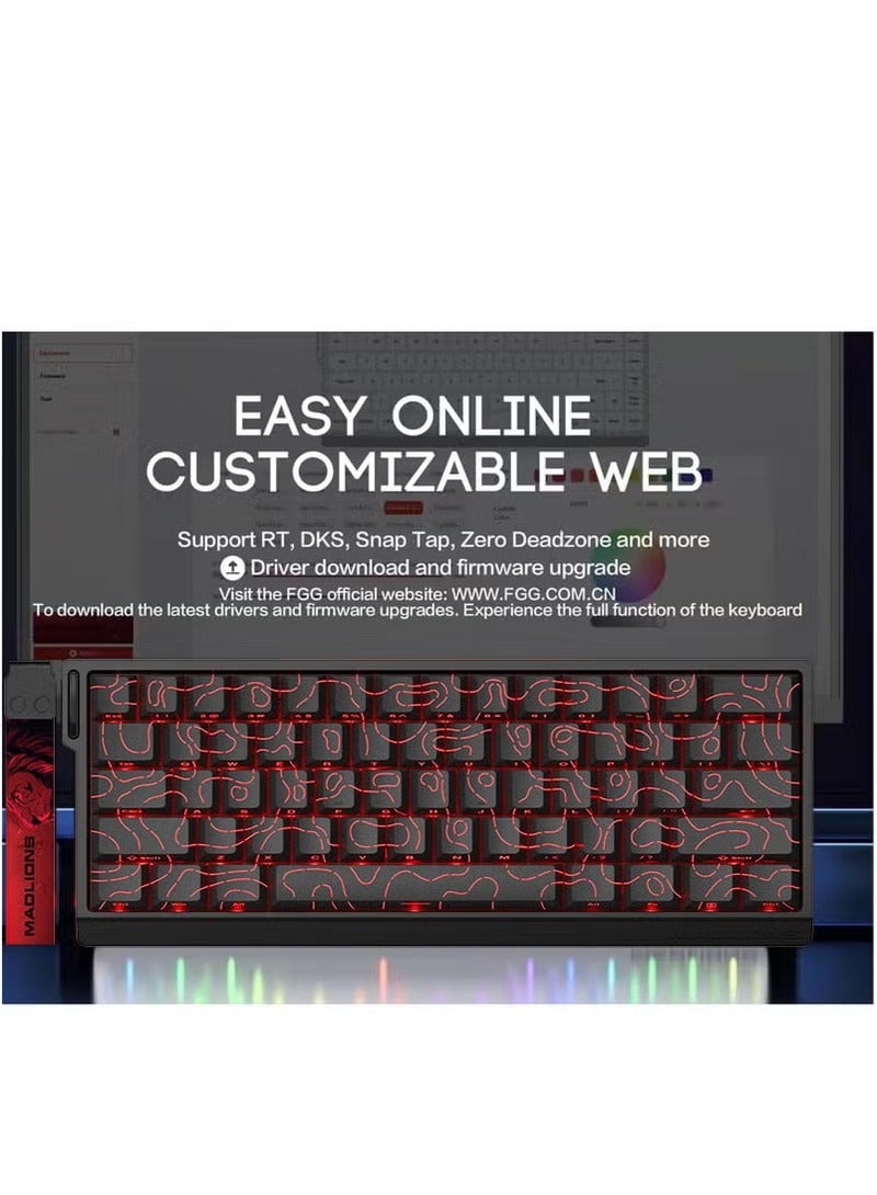 MADLIONS MAD 68 Pro 60% Wired Magnetic Switch Mechanical Gaming Keyboard with Adjustable Actuation Contour Side Engraving 8000HZ 0.01mm Magnetic Switches FPS Gaming Mechanical Keyboard Hot Swap Magnetic Switches Quick Trigger - Image 4
