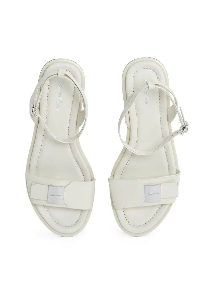 CALVIN KLEIN LEATHER SANDALS WITH LOGO HARDWARE