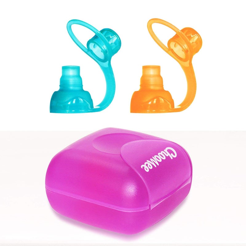 ChooMee SoftSip Food Pouch Tops  Orange Aqua  Purple Travel case  Prevent Spills and Protect Childs Mouth