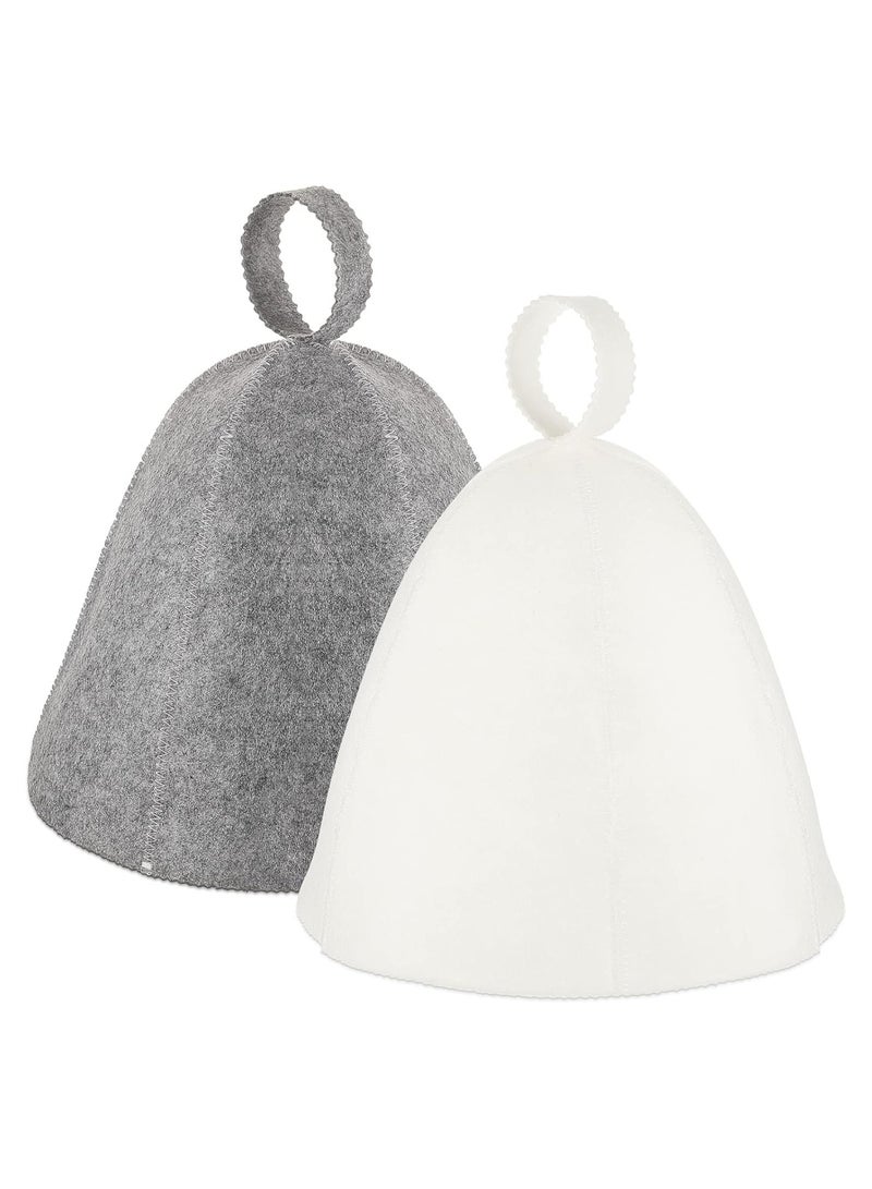 Sauna Hat Set, 2Pcs Felt Cap for Men and Women with Hanging Loop, Stylish Bathing Hat for Hair Protection, Water-Absorbent Spa Hat for Sauna Use - Image 1