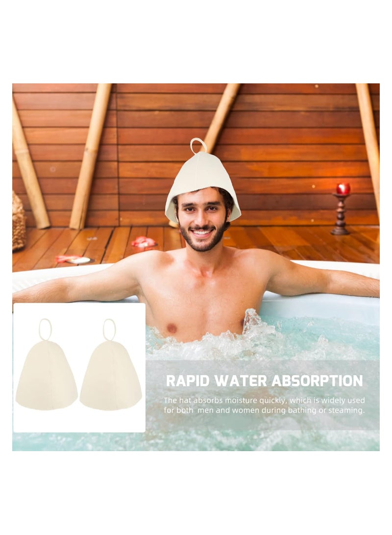 Sauna Hat Set, 2Pcs Felt Cap for Men and Women with Hanging Loop, Stylish Bathing Hat for Hair Protection, Water-Absorbent Spa Hat for Sauna Use - Image 2
