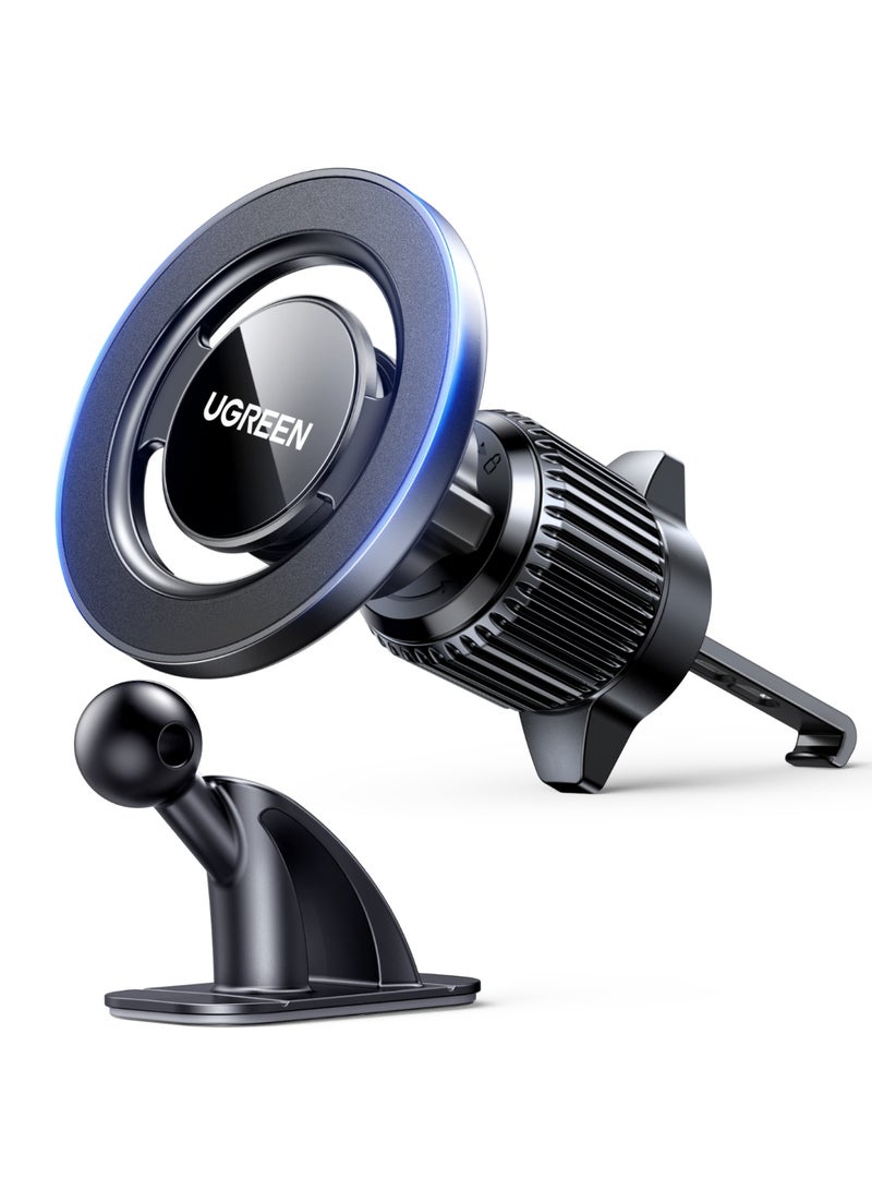 Ugreen Magsafe Car Phone Holder Strong Magnetic Mount with Hook & Adhesive Base [360° Adjustable], [Removable Base], Compatible with iPhone 17/16/15 and Samsung S25/24/23 - Image 1