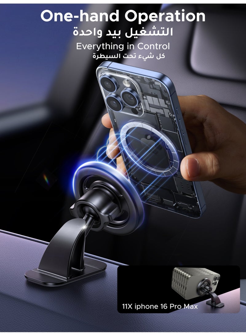 Ugreen Magsafe Car Phone Holder Strong Magnetic Mount with Hook & Adhesive Base [360° Adjustable], [Removable Base], Compatible with iPhone 17/16/15 and Samsung S25/24/23 - Image 5