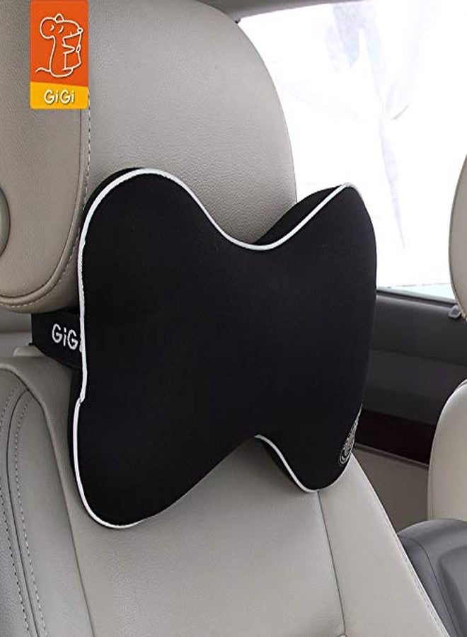 GiGi G-1063A Pure Memory Foam and Ergonomic Design Car Seat Neck Rest Cushion, Head Rest Pillow for Cervical Pain Relief (Black), Pack of 1 - Image 1