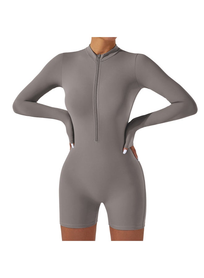 New Open Collar Zipper Long Sleeve One-piece Yoga Clothes Dance One-piece Fitness Clothes Tight Sports One-piece Suit - Image 5