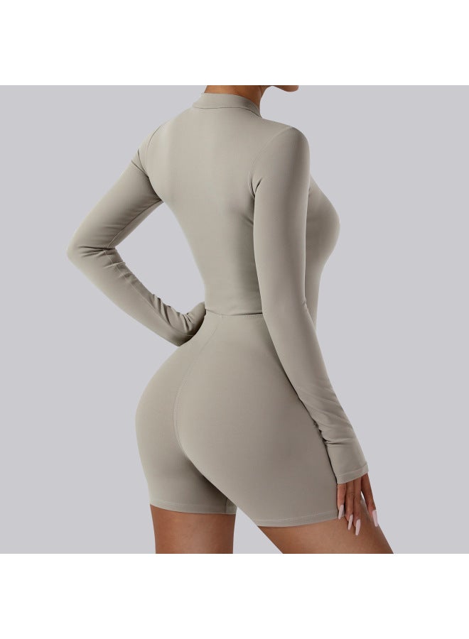 New Open Collar Zipper Long Sleeve One-piece Yoga Clothes Dance One-piece Fitness Clothes Tight Sports One-piece Suit - Image 1