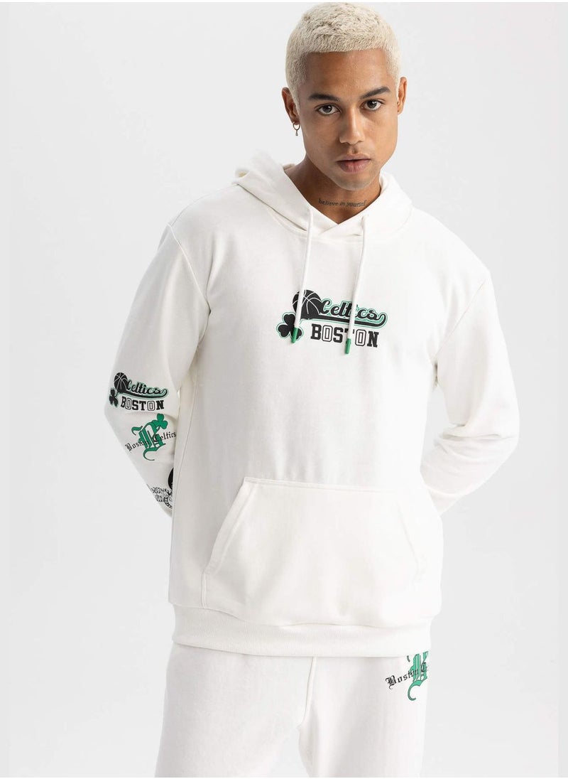 DeFacto Man NBA Boston Celtics Licenced Hooded Long Sleeve Knitted Sweatshirt  - Image 1