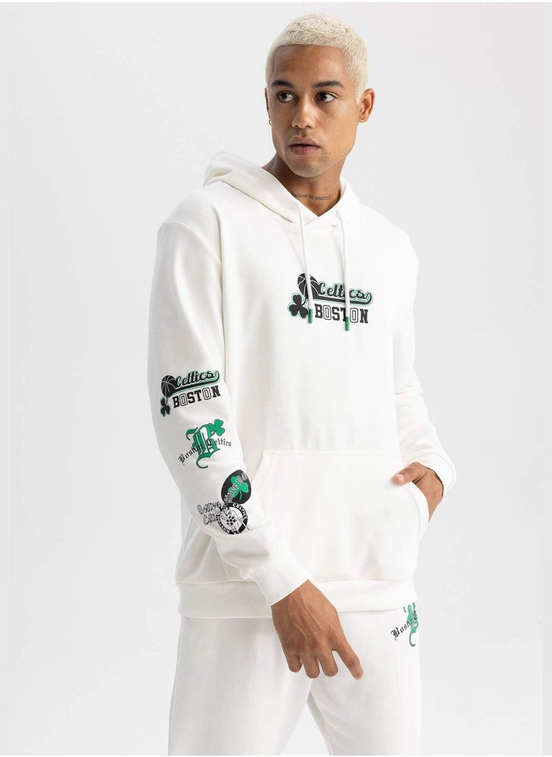 DeFacto Man NBA Boston Celtics Licenced Hooded Long Sleeve Knitted Sweatshirt  - Image 4