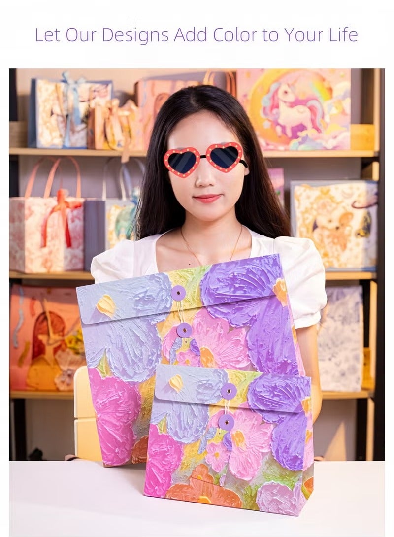 فوميمو حقيبة هدايا بتصميم لوحة زيتية، صندوق هدايا لأعياد الميلاد، حقيبة تغليف مغلفة، حقيبة هدايا ورقية إبداعية، صندوق هدايا للعطلات، حقيبة هدايا - Image 4