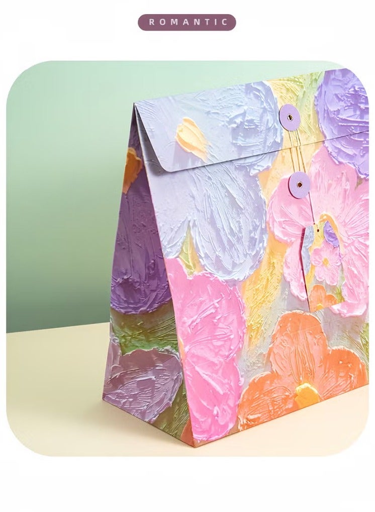 فوميمو حقيبة هدايا بتصميم لوحة زيتية، صندوق هدايا لأعياد الميلاد، حقيبة تغليف مغلفة، حقيبة هدايا ورقية إبداعية، صندوق هدايا للعطلات، حقيبة هدايا - Image 3