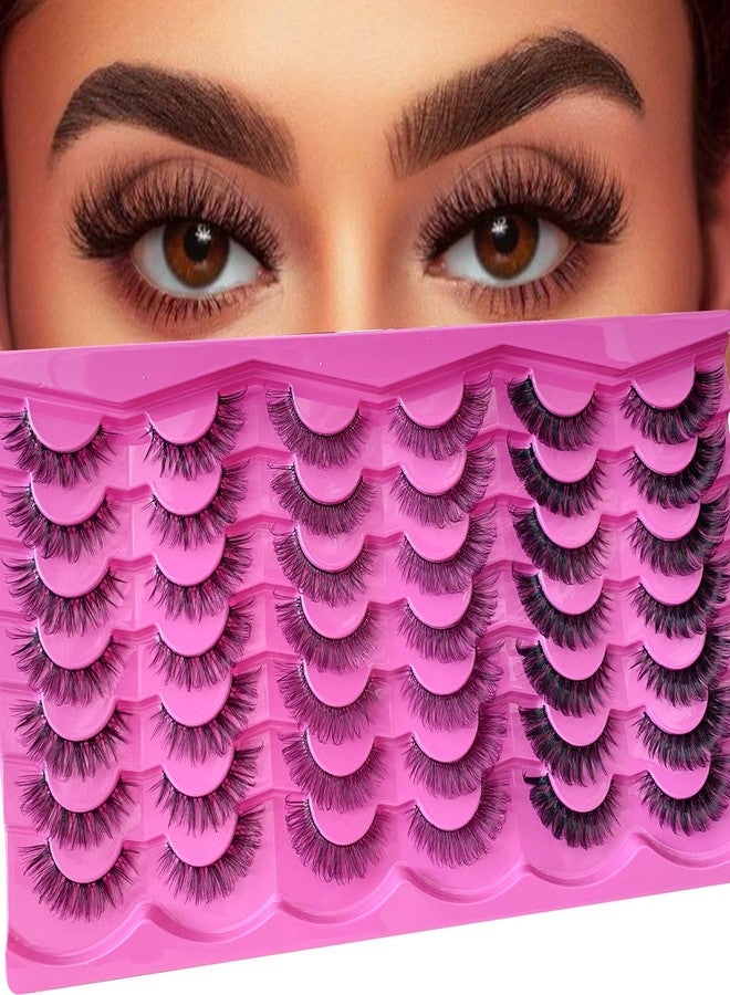 روياوميس 21 زوجًا من الرموش الروسية الشريطية 12-18 مم رموش صناعية خفيفة تبدو وكأنها وصلات شعر رموش D Curl Lash Strips 3 أنماط رموش صناعية طبيعية من المنك (R-21) - Image 1