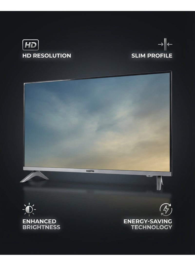 GEEPAS 32" Edgelss Slim LED TV with Remote Control,HDMI & USB Ports, AV Mode, Head Phone Jack, PC Audio In,VGA,Energy Saving Technology, Dynamic Sound GLED3201EHD Black - Image 3