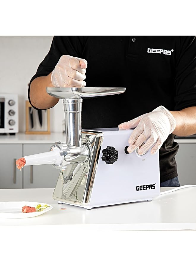 GEEPAS Meat Grinder Electric Aluminum Gearbox 800W Gmg746N Metal Cutting Plates Accessories Metal Gears Stainless Steel Blade 1Kg Capacity Reversefunction  - Image 2