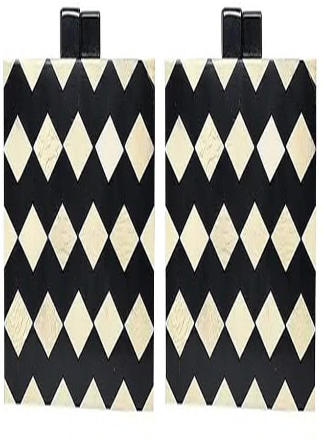 حقيبة يد نسائية من دوقة، بنقشة مربعات سوداء وبيضاء، مصنوعة من الراتنج والرخام (عبوة من قطعتين)