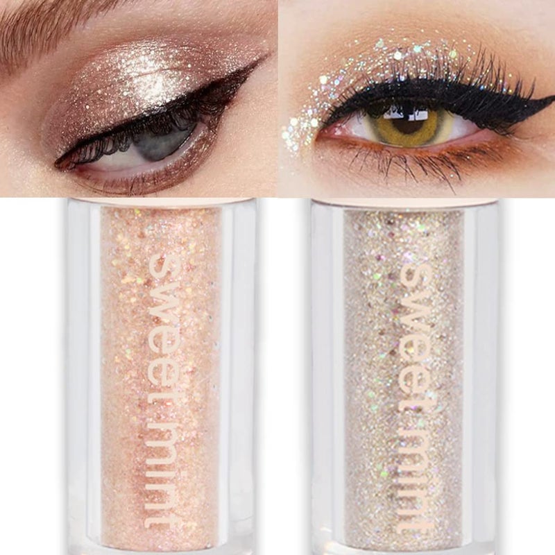 SUAKE Liquid Sparkling Glitter Eye Shadow Sticks – Crystal Silver Golden Eyeshadow, Eyeliner, Eyelid Shimmer Highlight Makeup, sombra de para ojos,Waterproof Quick-Drying - Image 1