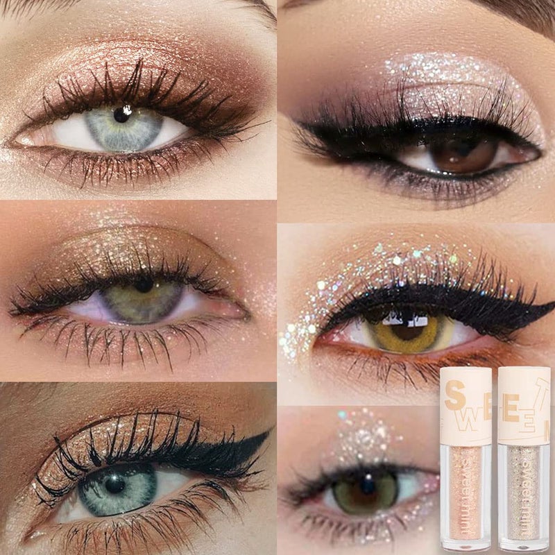 SUAKE Liquid Sparkling Glitter Eye Shadow Sticks – Crystal Silver Golden Eyeshadow, Eyeliner, Eyelid Shimmer Highlight Makeup, sombra de para ojos,Waterproof Quick-Drying - Image 3