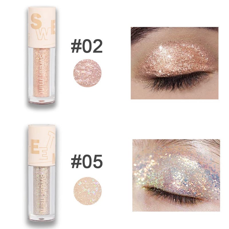 SUAKE Liquid Sparkling Glitter Eye Shadow Sticks – Crystal Silver Golden Eyeshadow, Eyeliner, Eyelid Shimmer Highlight Makeup, sombra de para ojos,Waterproof Quick-Drying - Image 5