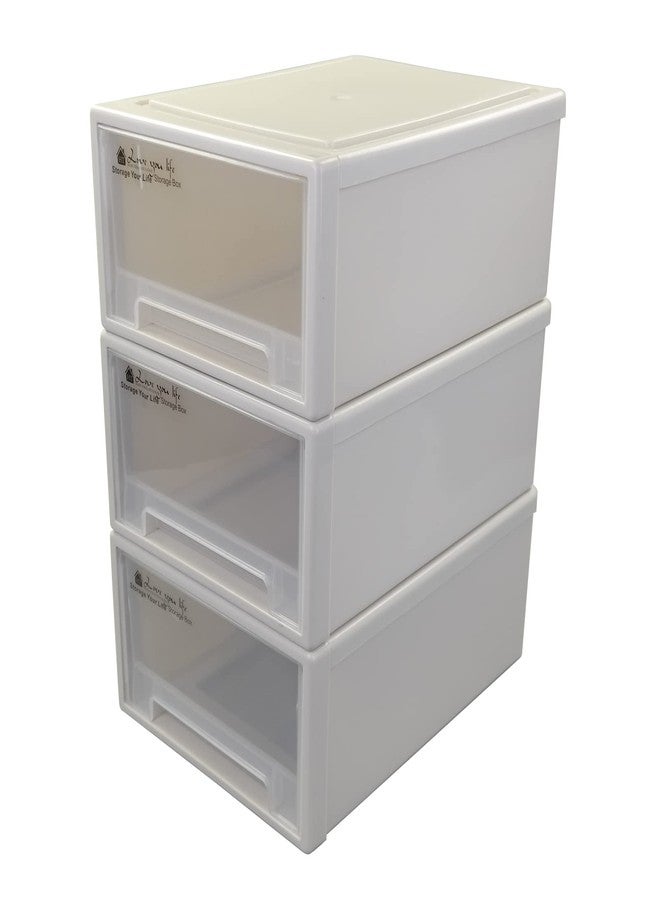 CadineUS Plastic Stacking Storage Drawer, Small Stackable Drawers, 3-Pack - Image 1