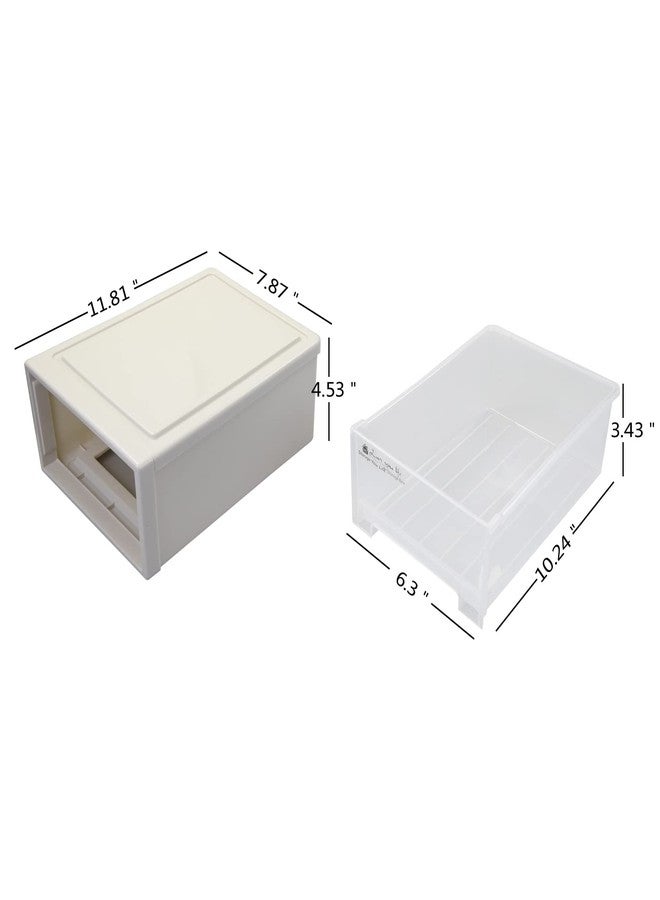 CadineUS Plastic Stacking Storage Drawer, Small Stackable Drawers, 3-Pack - Image 3