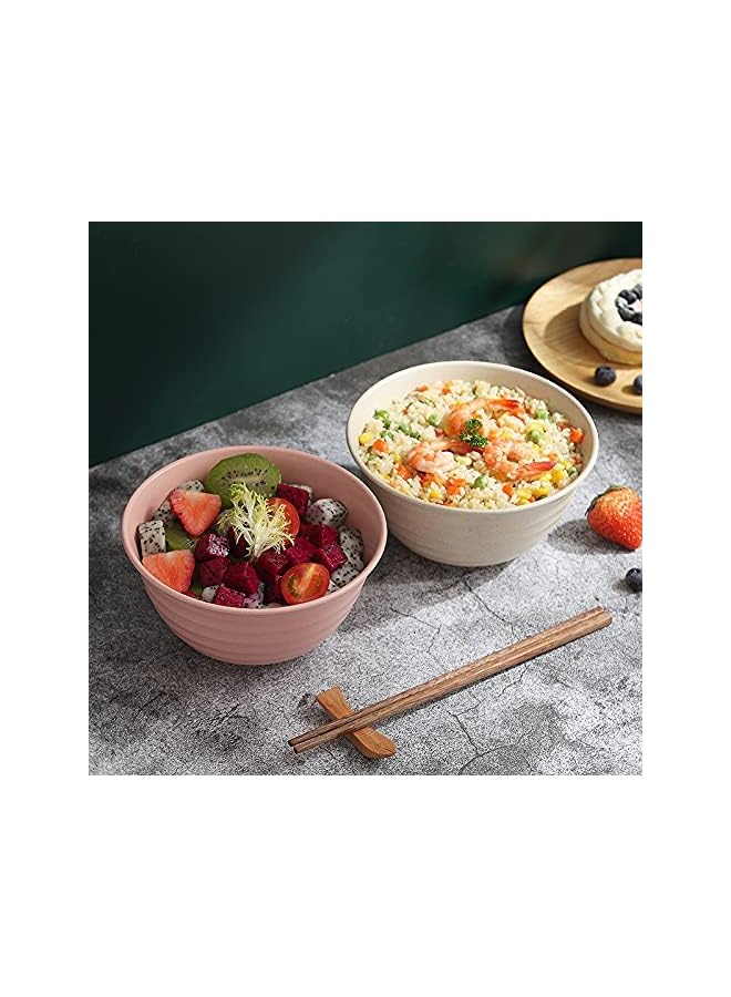 PROMASS Straw Life Unbreakable Large Cereal Bowls - 30 OZ Lightweight Bowl Sets 4 - Dishwasher & Microwave Safe - for Cereal, Salad,Soup, Noodle, 4 Pieces - Image 5