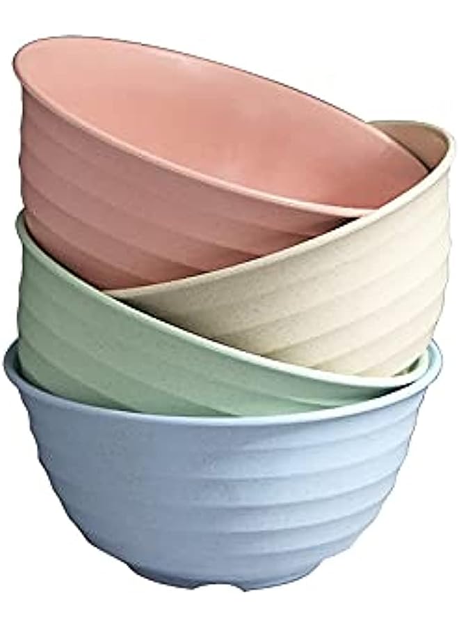 PROMASS Straw Life Unbreakable Large Cereal Bowls - 30 OZ Lightweight Bowl Sets 4 - Dishwasher & Microwave Safe - for Cereal, Salad,Soup, Noodle, 4 Pieces - Image 1