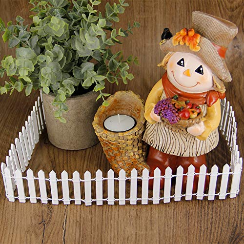 Prsildan 40 Inches Miniature Fairy Garden Fence, DIY Wood Picket Fence Mini Ornament for Dollhouse - Image 3