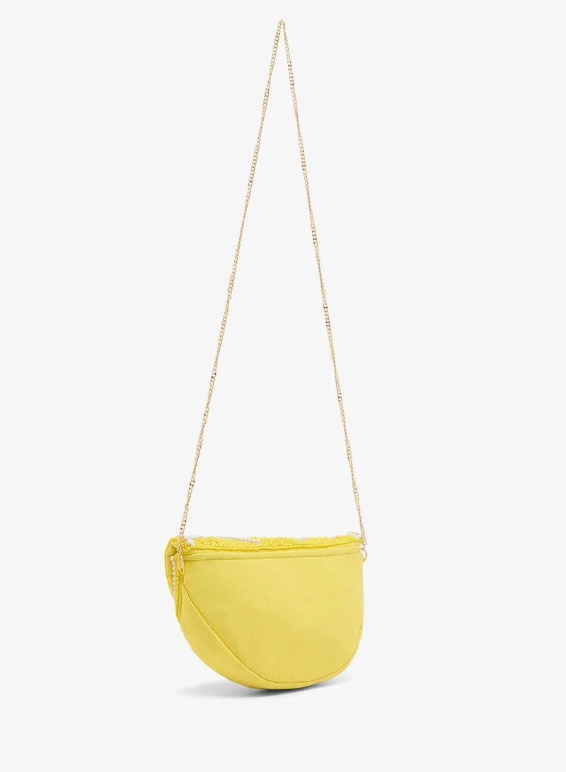 Ginger Boutique Yellow Embroidered Beaded Lemon Clutch for Women | Best Price UAE