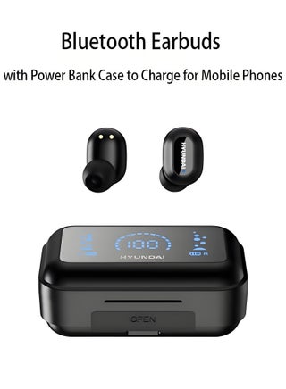 HYUNDAI T04 Creative Screen Display True Wireless TWS Bluetooth Sports Earphones Digital Display With 1200mAh Powerbank Case - Black - pzsku/Z74F8B2A050908C299540Z/45/1742351742/1dc22dfb-14a3-4122-98f0-f81557506cc1