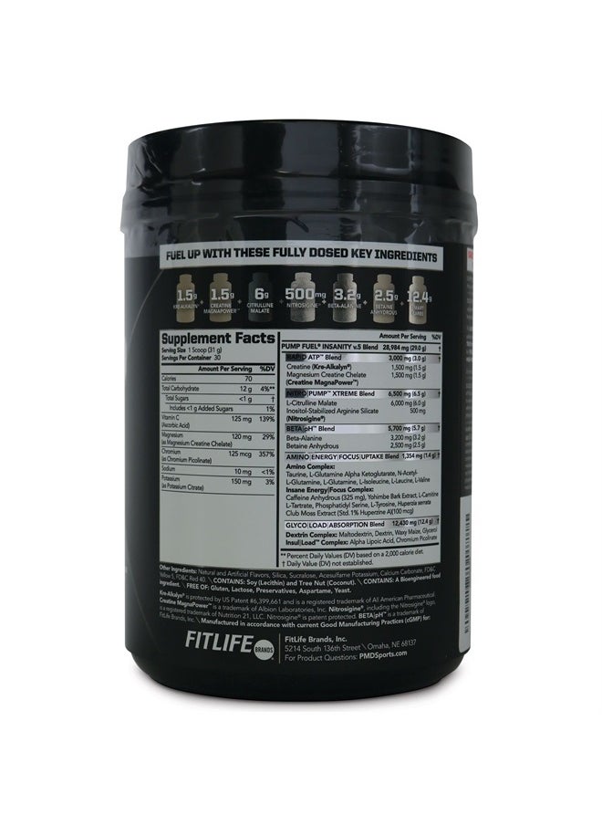 PMD - Sports Ultra Pump Fuel Insanity - Pre Workout Drink Mix for Energy, Strength, Endurance, Recovery - Complex Carbohydrates and Amino Energy - Cherry Slush (30 Servings) - Image 1