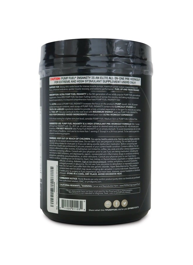 PMD - Sports Ultra Pump Fuel Insanity - Pre Workout Drink Mix for Energy, Strength, Endurance, Recovery - Complex Carbohydrates and Amino Energy - Cherry Slush (30 Servings) - Image 1