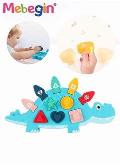 MEBEGIN 11PCS Dinosaur Shape Puzzles, Shape Number Color Cognition Toys, Montessori Puzzles, Creative Shape Sorter, Sorting and Stacking Toys, Educational Toys for Improving Fine Motor Skills, Ideal Gift for Kids Aged 36 Months+  - Image 1