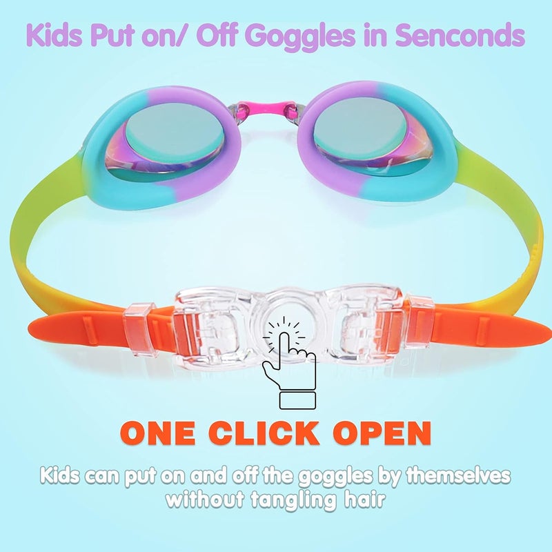 Keary Kids Swim Goggles for Toddler Kids Youth(3-12),Anti-Fog Waterproof Anti-UV Clear Vision Water Pool Goggles - Image 5